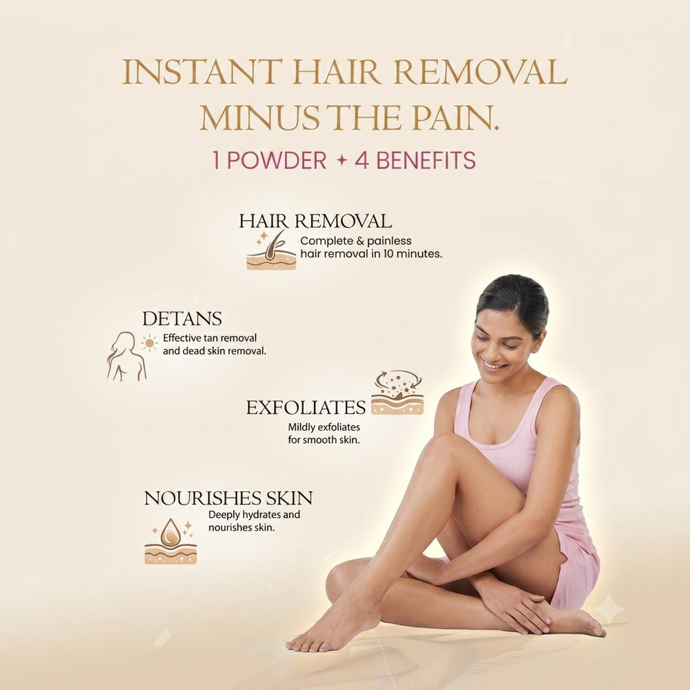 BAAE Body Wax Powder - Painless Hair Removal, Exfoliation & Tan Reduction | Rose & Sandalwood | 80g