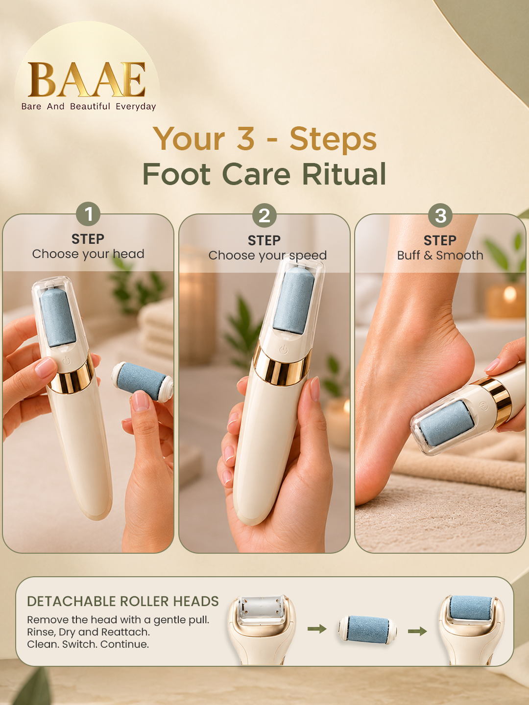 USB rechargeable cordless callus remover, a portable foot scrubber for dead skin at home, travel or the gym