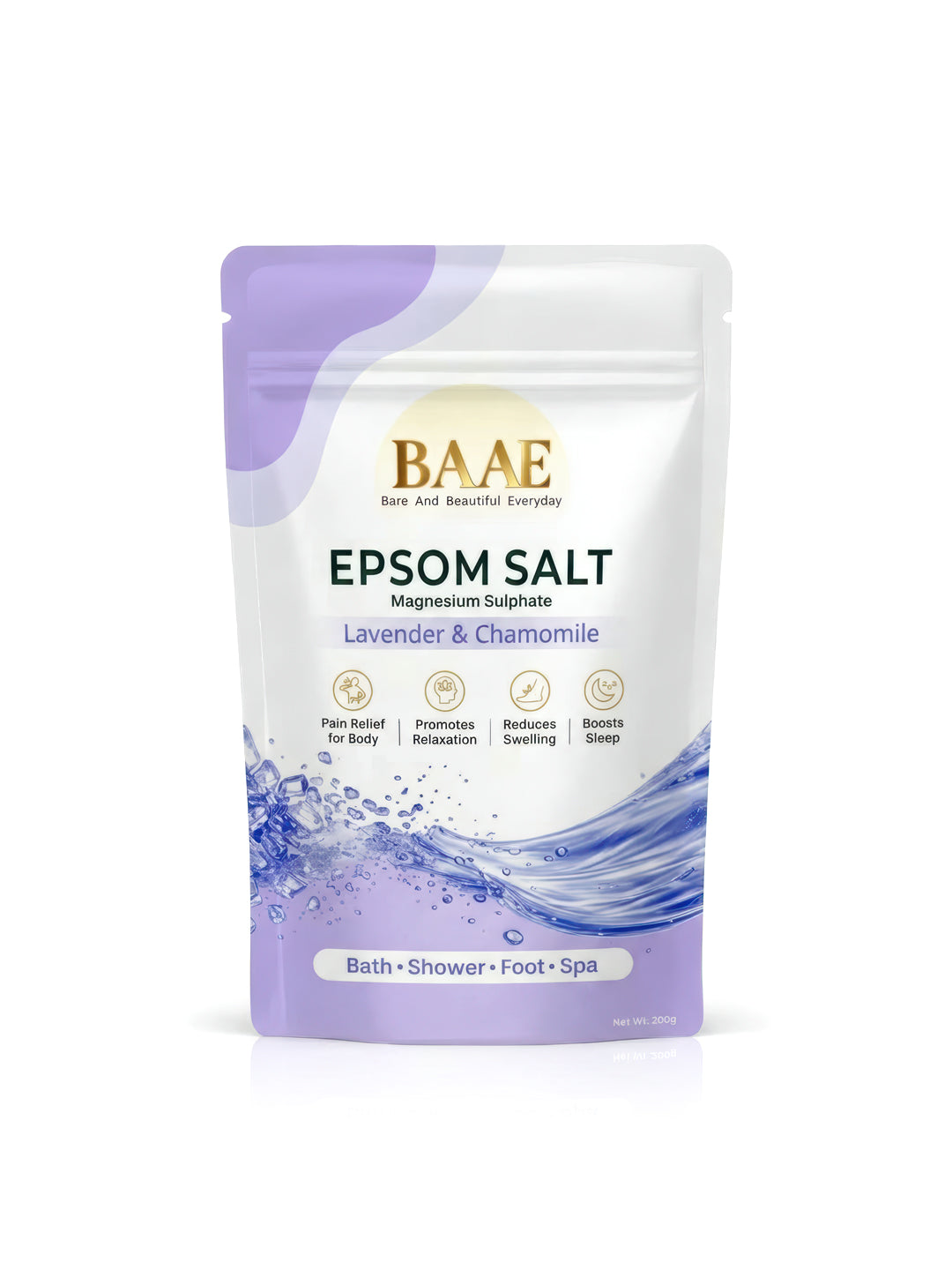 BAAE Wellness lavender epsom bath salt, 1 kg pure magnesium sulphate crystals for bath and foot soak