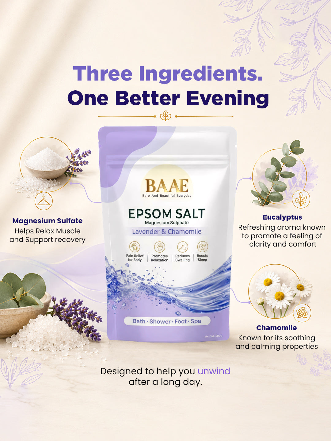Epsom salt bath to ease sore muscles and stiffness, a muscle recovery bath salt for after workouts