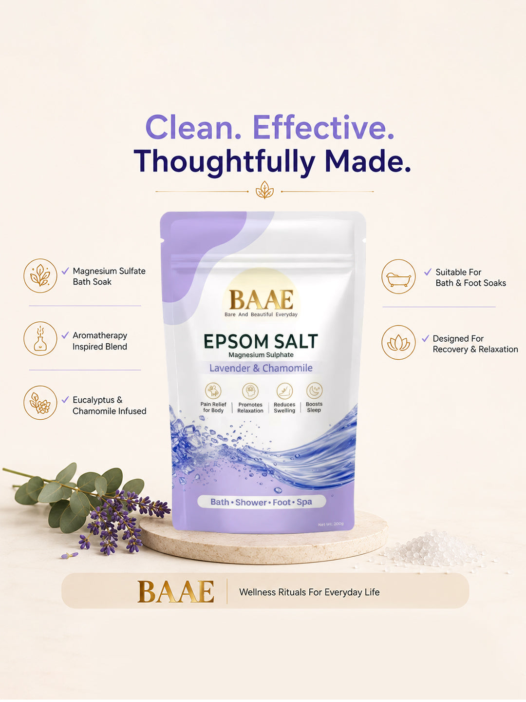 Epsom salt for feet: a warm foot soak that soothes tired feet and softens rough skin before a pedicure