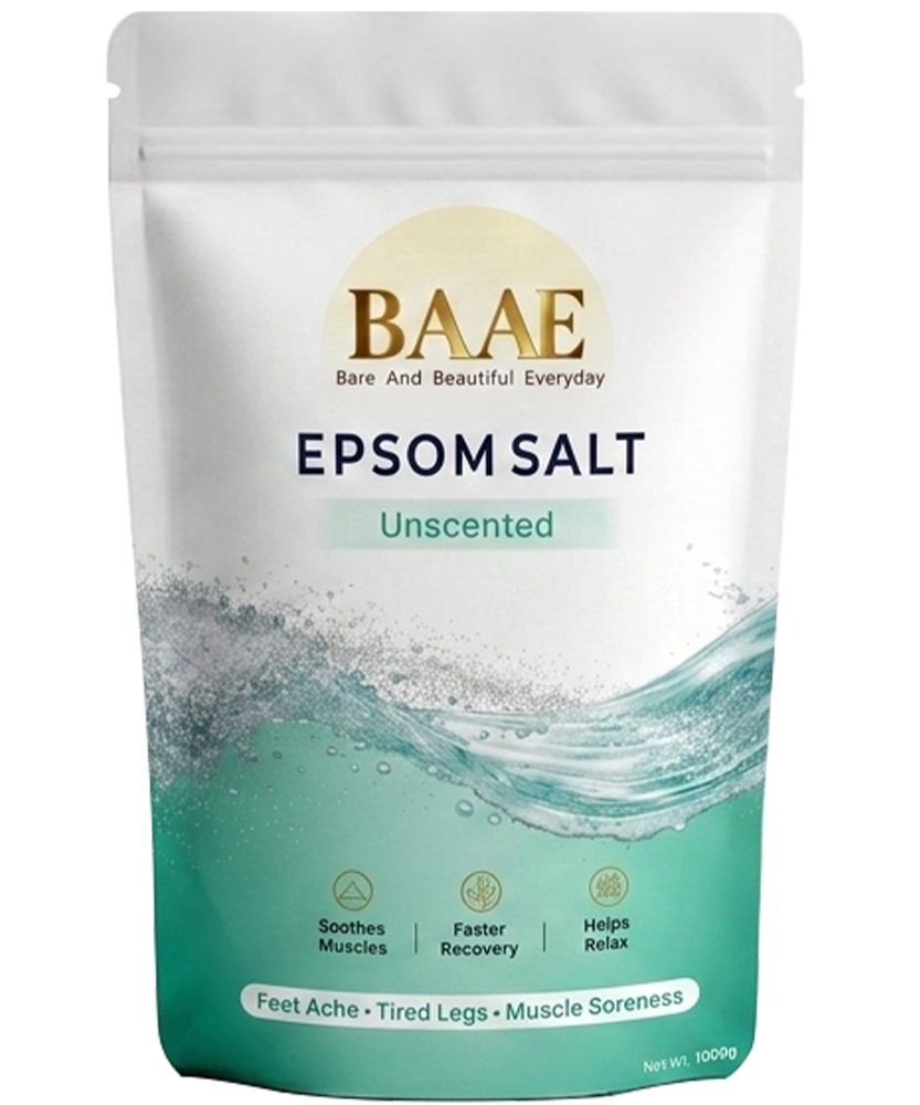 BAAE Pure Epsom Salt - 100% Magnesium Sulfate | Muscle Soak & Relaxation Bath Salt | 1kg