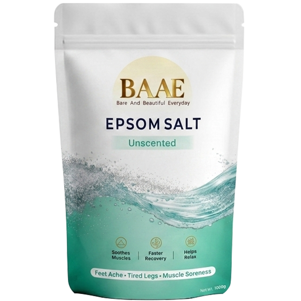 BAAE Pure Epsom Salt - 100% Magnesium Sulfate | Muscle Soak & Relaxation Bath Salt | 1kg