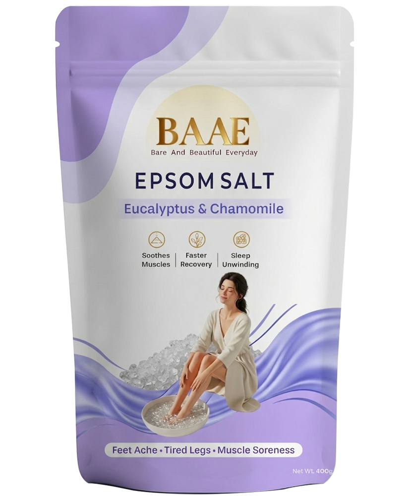 BAAE Lavender & Chamomile Epsom Salt | Relaxing Bath Soak for Muscle Relief & Calm | 400g