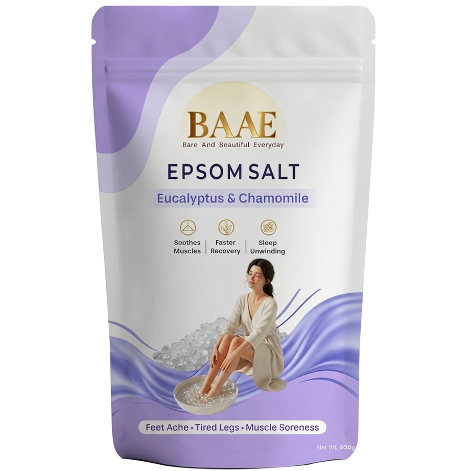 BAAE Lavender & Chamomile Epsom Salt | Relaxing Bath Soak for Muscle Relief & Calm | 400g