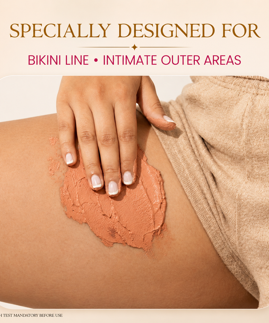 BAAE BaS-Free Bikini Wax Powder - Painless & Gentle Hair Removal for Intimate Areas | Papaya Enzyme | Caramel Vanilla | 60g