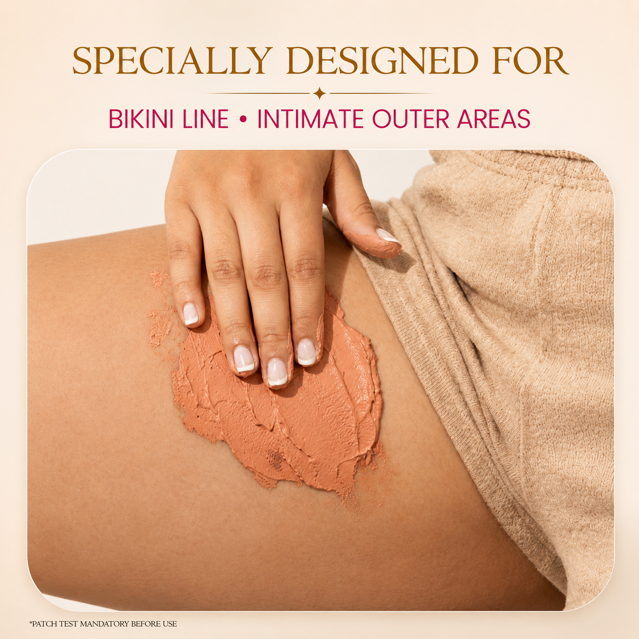 BAAE BaS-Free Bikini Wax Powder - Painless & Gentle Hair Removal for Intimate Areas | Papaya Enzyme | Caramel Vanilla | 60g