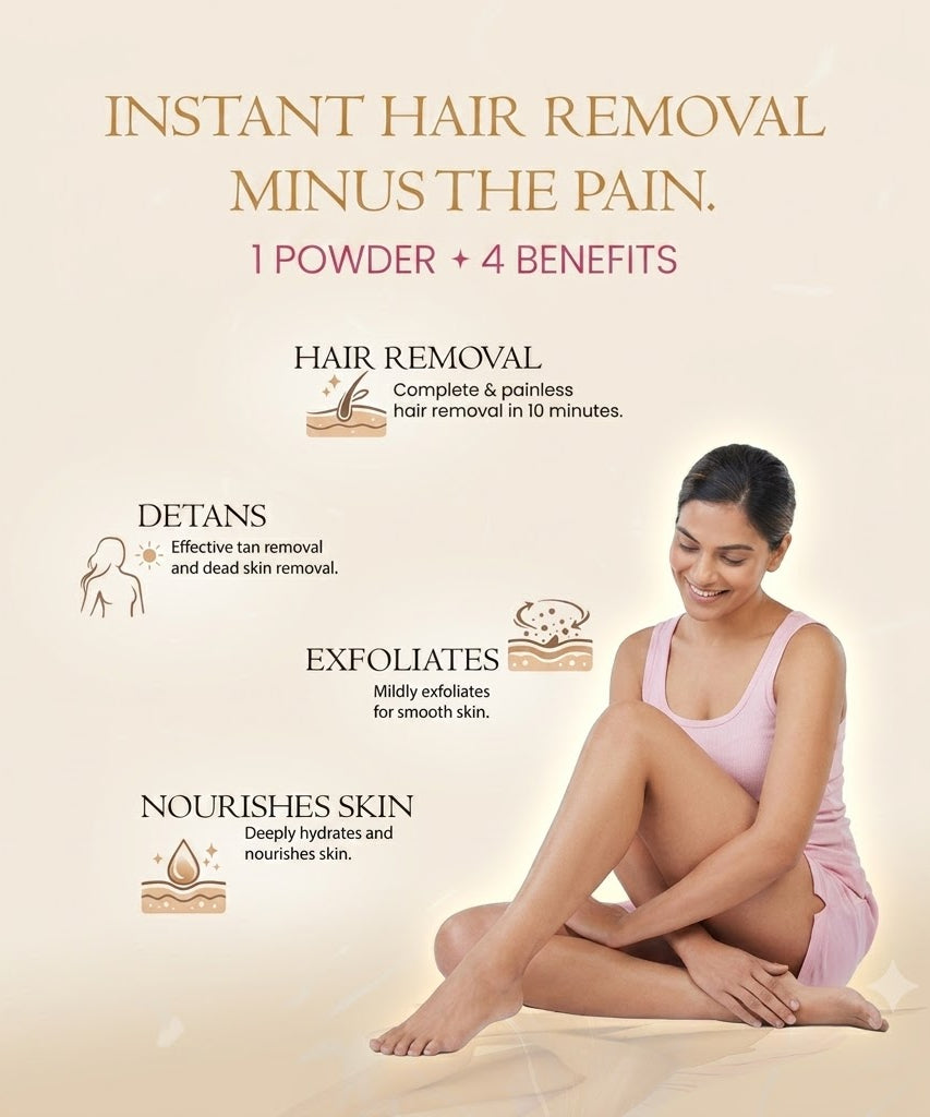 BAAE Body Wax Powder - Painless Hair Removal, Exfoliation & Tan Reduction | Rose & Sandalwood | 80g