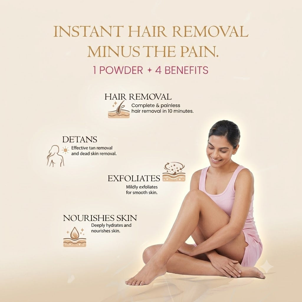 BAAE Body Wax Powder - Painless Hair Removal, Exfoliation & Tan Reduction | Rose & Sandalwood | 80g