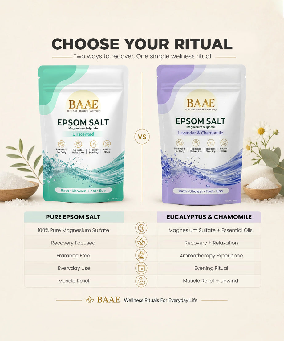 100% pure unscented epsom salt crystals with no added fragrance or dyes, a plain epsom bath salt