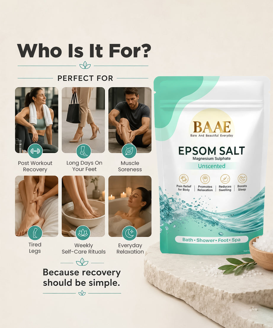 Unscented epsom salt for feet: a foot soak for tired feet that softens rough skin before a pedicure
