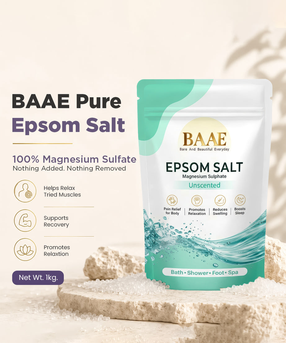Fragrance-free epsom salt bath before bedtime to relax the body and support restful sleep