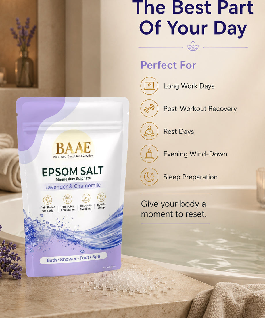 Versatile epsom salt for full-body soaks, foot baths and DIY scrubs, an everyday home spa wellness essential