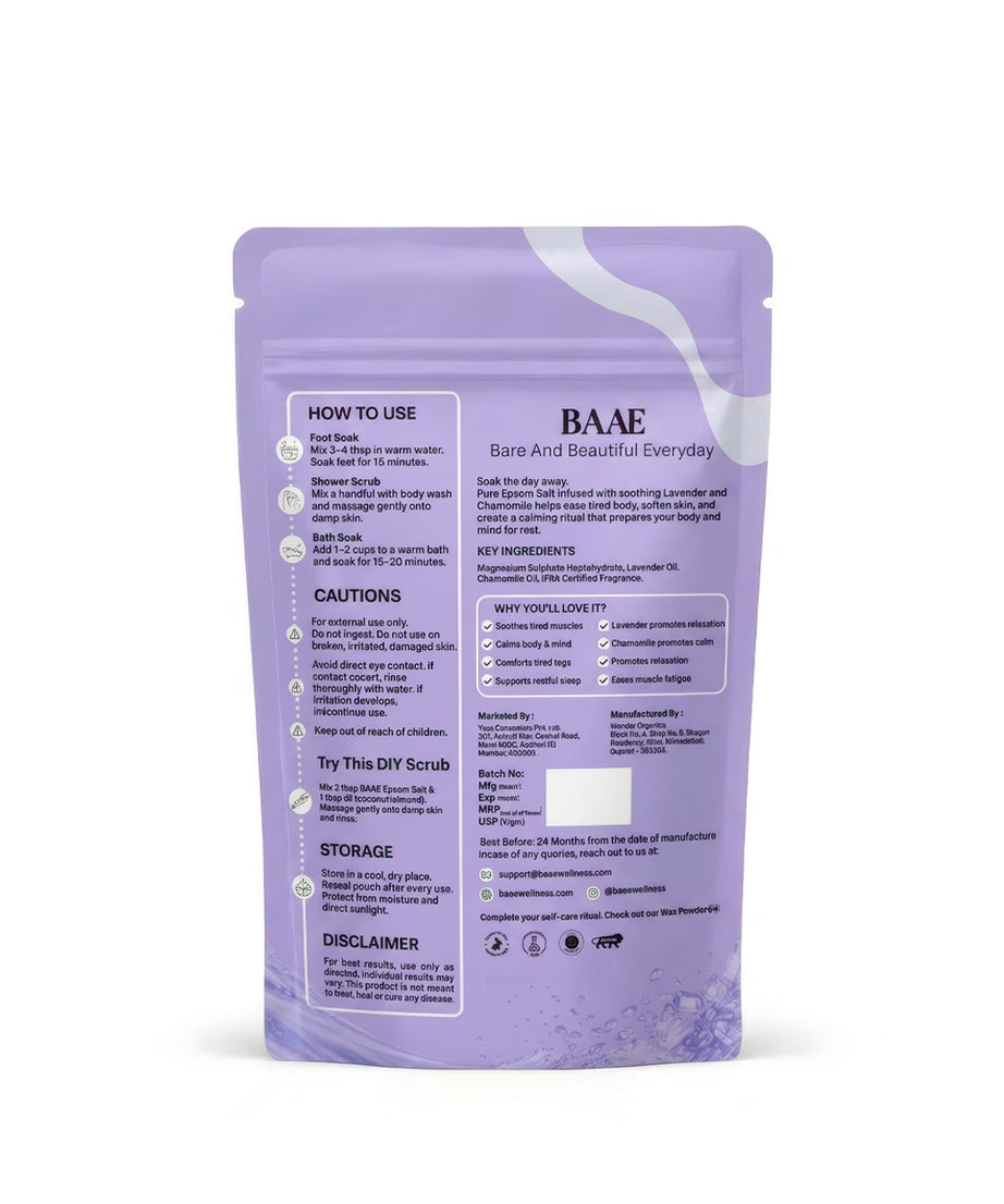Calming lavender epsom salt bath before bed to help ease stress and support restful sleep