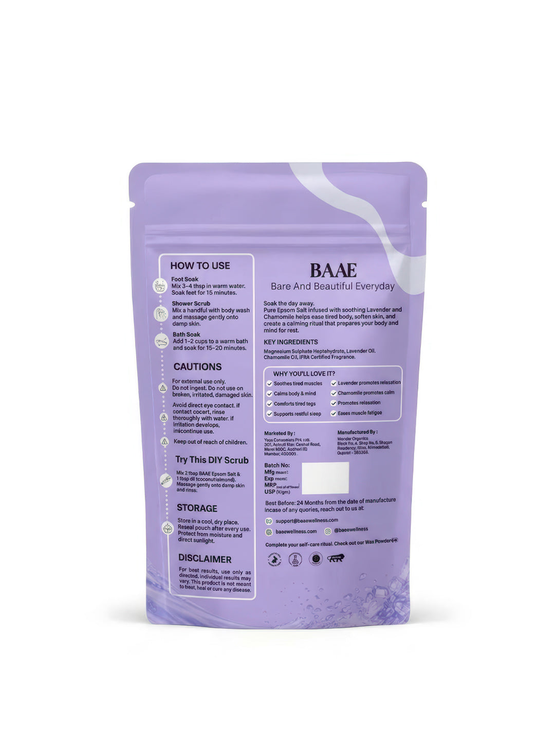 Calming lavender epsom salt bath before bed to help ease stress and support restful sleep