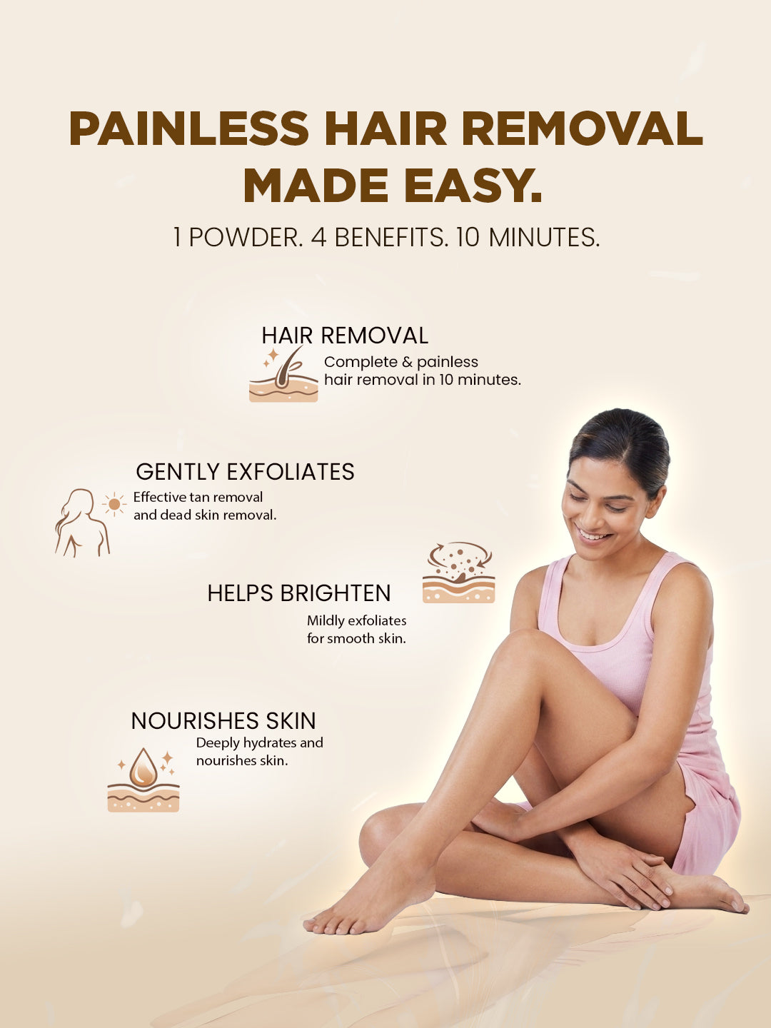 Exfoliating and nourishing BAAE Wellness body wax powder, made in India, 4-in-1 herbal formula