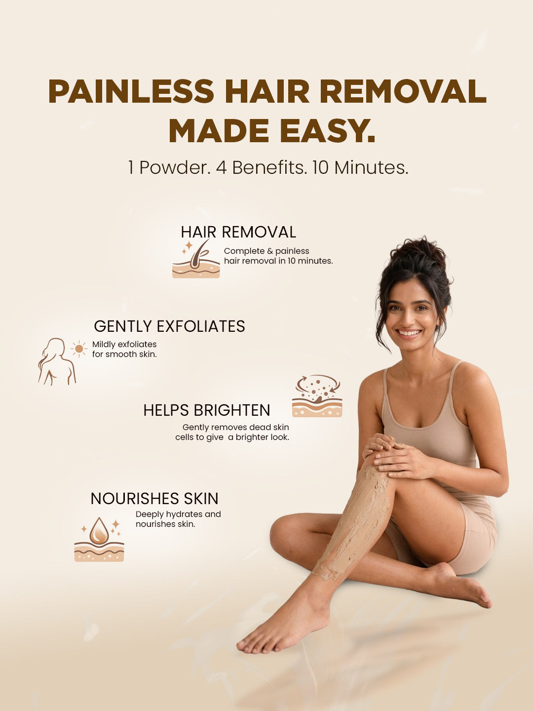 Painless no-strip bikini wax alternative: no hot wax, no pulling, herbal hair removal powder
