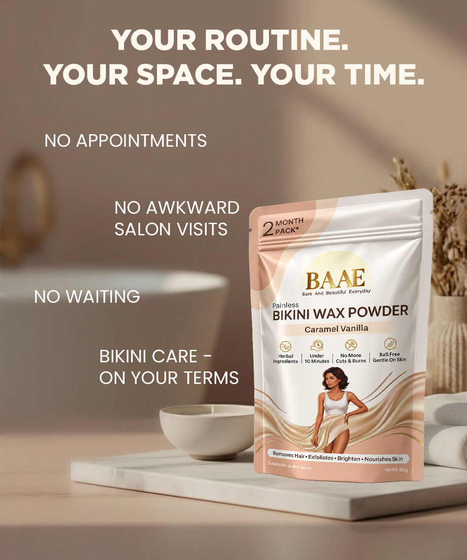 Bikini wax powder for bikini line, a painless hair removal powder for women