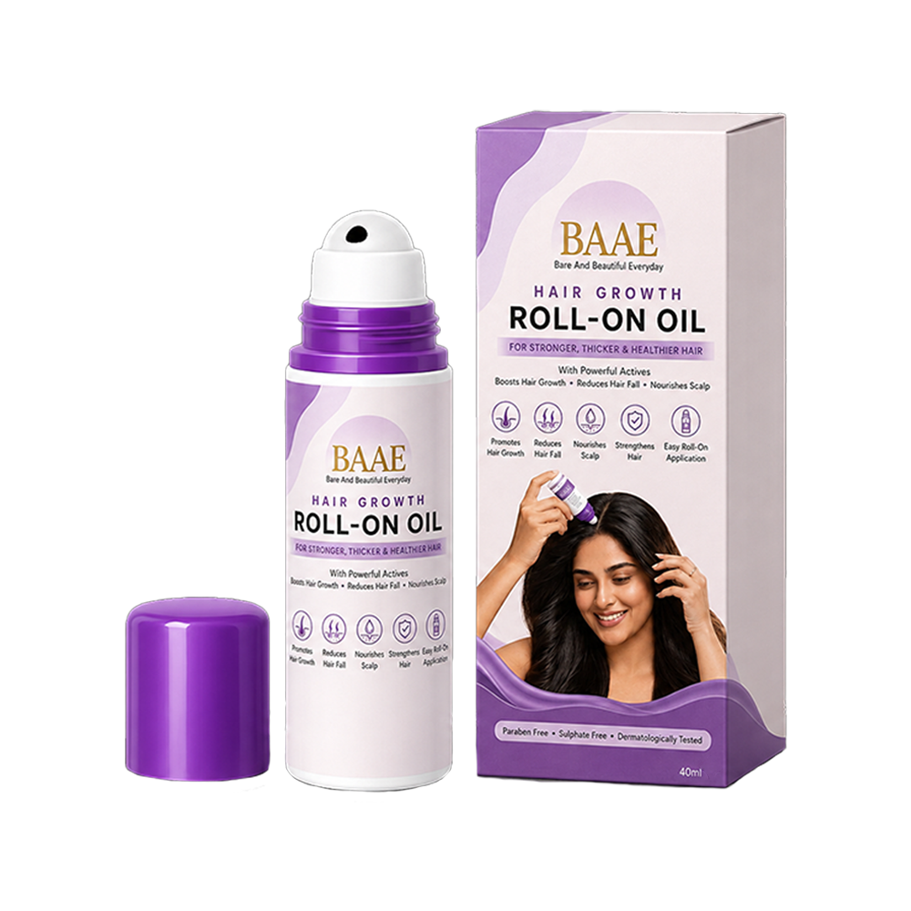BAAE Hair Growth Oil Roll-On | Rosemary, Onion & Rice Water Formula | Stimulates Scalp & Reduces Hair Fall | Easy Mess-Free Application, 50ml