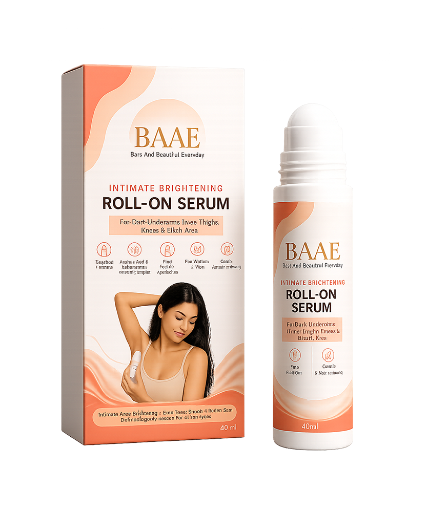 BAAE Intimate Lightening Roll-On | Alpha Arbutin, Niacinamide & Lactic Acid | Gentle Brightening for Sensitive Skin | Mess-Free Roll-On, 50ml