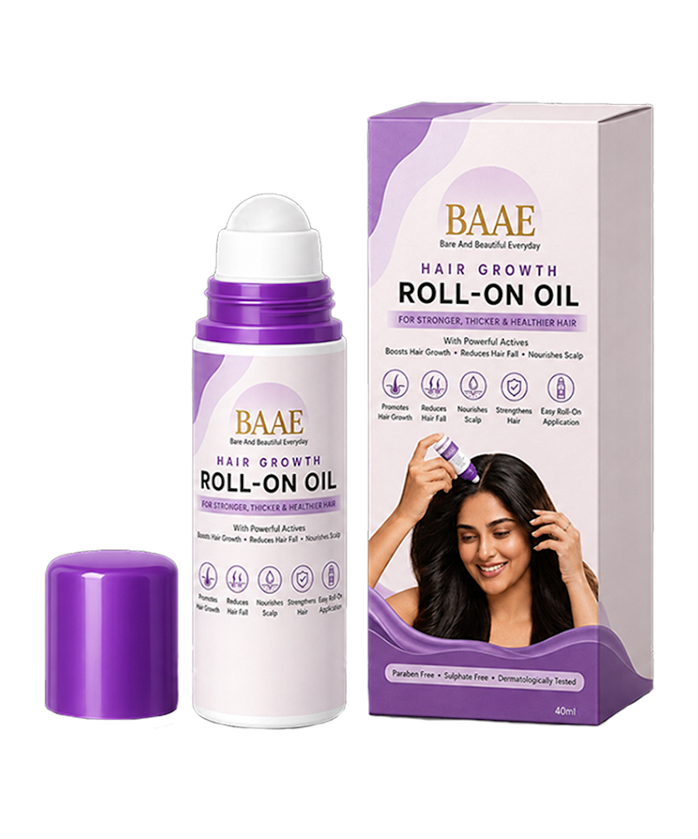 BAAE Hair Growth Oil Roll-On | Rosemary, Onion & Rice Water Formula | Stimulates Scalp & Reduces Hair Fall | Easy Mess-Free Application, 50ml